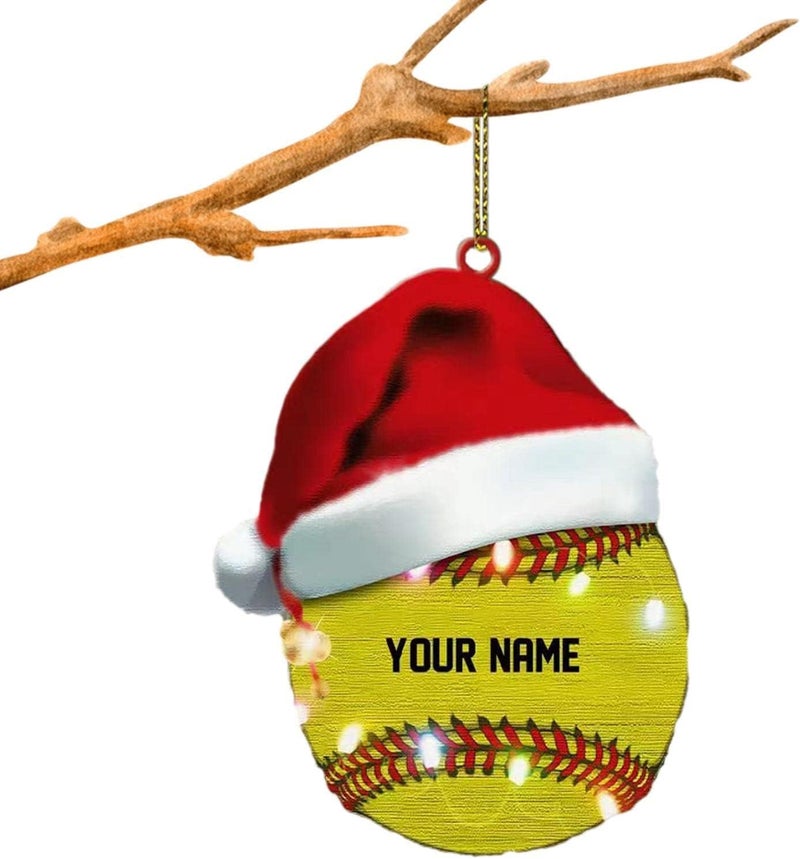 woobles Personalized Baseball Ornament,Baseball and Mitt Ornament Personalized | Sports Game Theme Novelty Decorative Gift Boy Men Christmas Classic Balls Party Supplies Home - Image 5